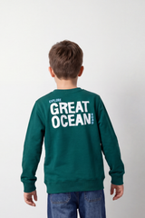 Boy's Tomato Store Winter Soft Fleece Sweatshirt Round Neck Long Sleeve Minimal Chest Emblem Slim Fit