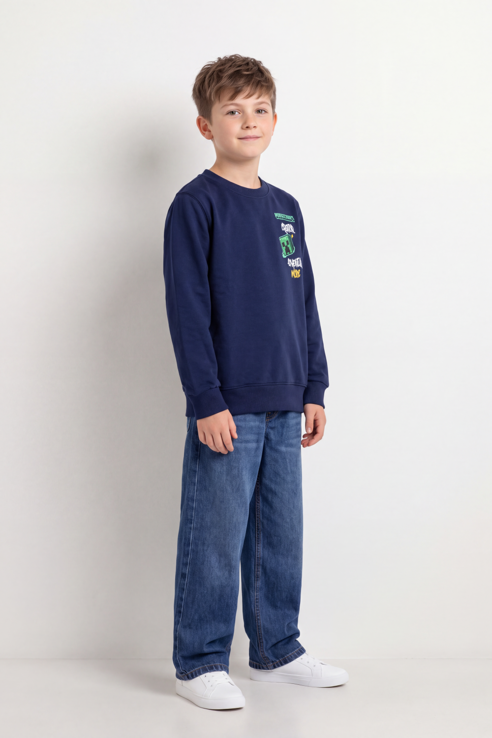 Boy's Tomato Store Winter Fleece Sweatshirt Round Neck Long Sleeve Pixel Game Front And Back Graphics Slim Fit