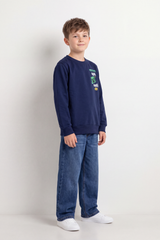 Boy's Tomato Store Winter Fleece Sweatshirt Round Neck Long Sleeve Pixel Game Front And Back Graphics Slim Fit