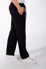 Men's Elasticated Waistband Rubberized Black Logo Patch Sweatpants