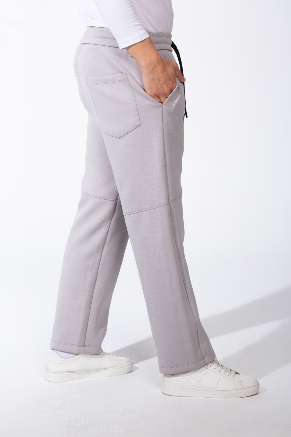 Men's Elasticated Waistband Rubberized Black Logo Patch Sweatpants