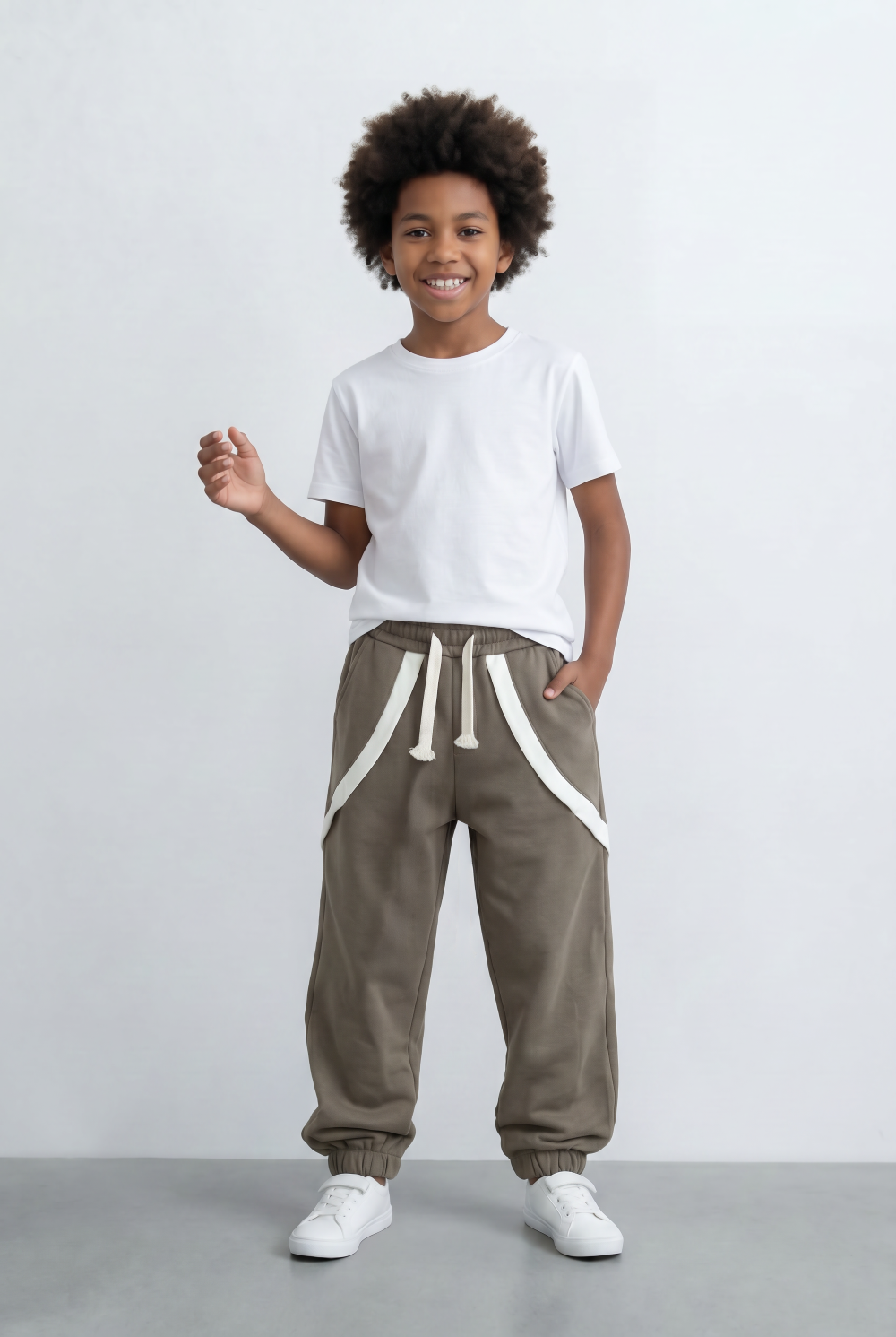 Boy's Oversized Sweatpants Contrast Trim & Drawstring Cozy Casual Comfort Tomato Store