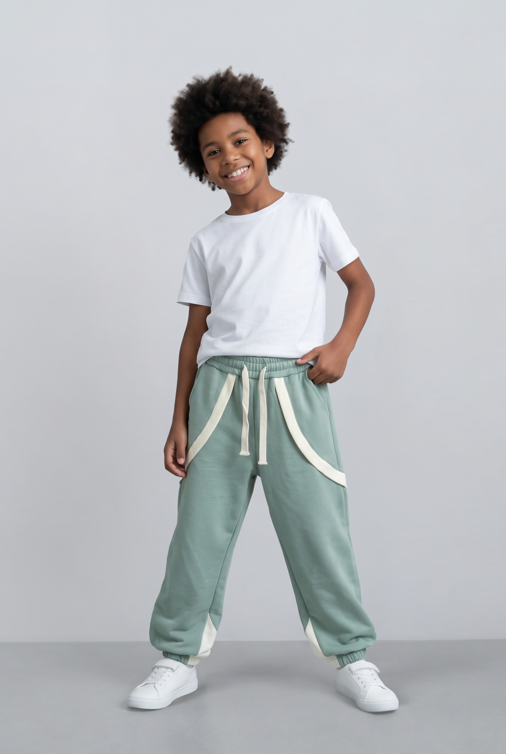 Boy's Oversized Sweatpants Contrast Trim & Drawstring Cozy Casual Comfort Tomato Store