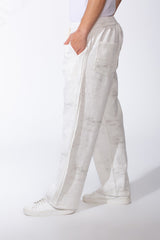 Men's Elasticated Waistband With Marble All-Over Pattern Contrast Drawstring Wide Leg Sweatpants