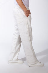 Men's Elasticated Waistband With Marble All-Over Pattern Contrast Drawstring Wide Leg Sweatpants