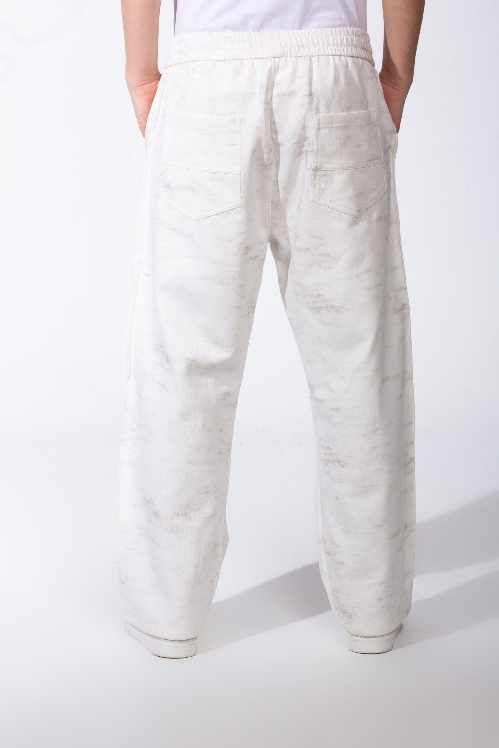 Men's Elasticated Waistband With Marble All-Over Pattern Contrast Drawstring Wide Leg Sweatpants