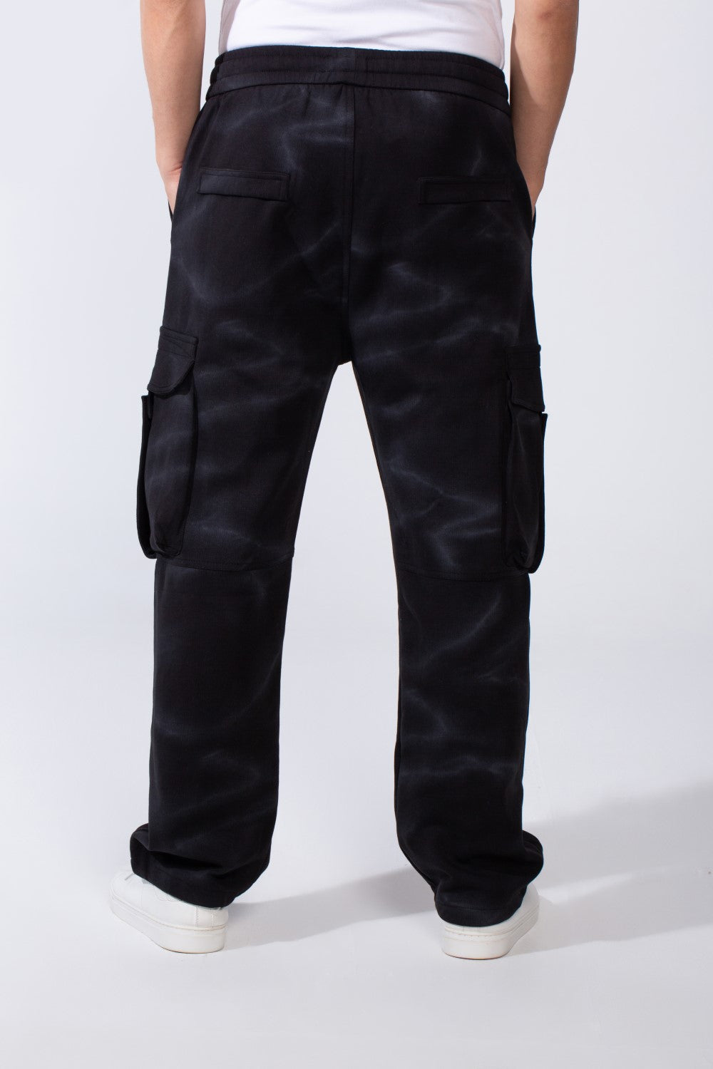 Men's Practical Knit Fabric Side Pockets With Flip And Stripe Sporty Wide Leg Sweatpants