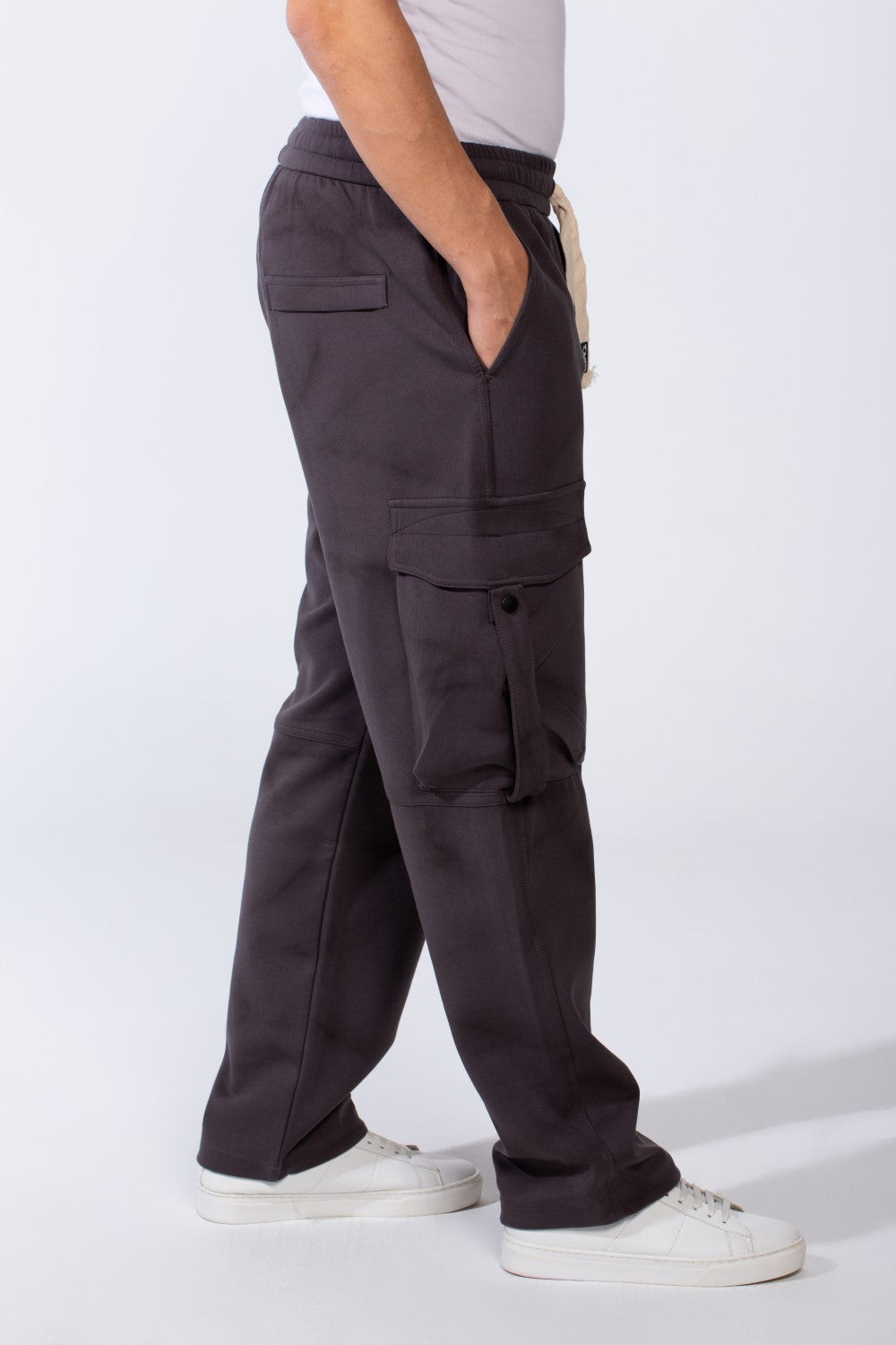 Men's Practical Knit Fabric Side Pockets With Flip And Stripe Sporty Wide Leg Sweatpants