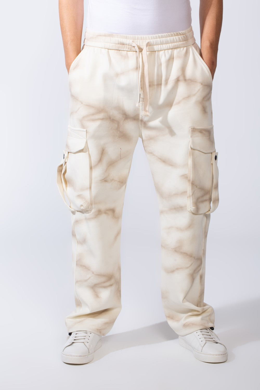 Men's Practical Knit Fabric Side Pockets With Flip And Stripe Sporty Wide Leg Sweatpants