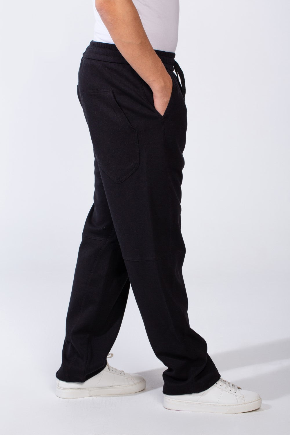Men's Unique Elastic Waistband Ripped with side practical Pockets Wide Leg Sweatpants