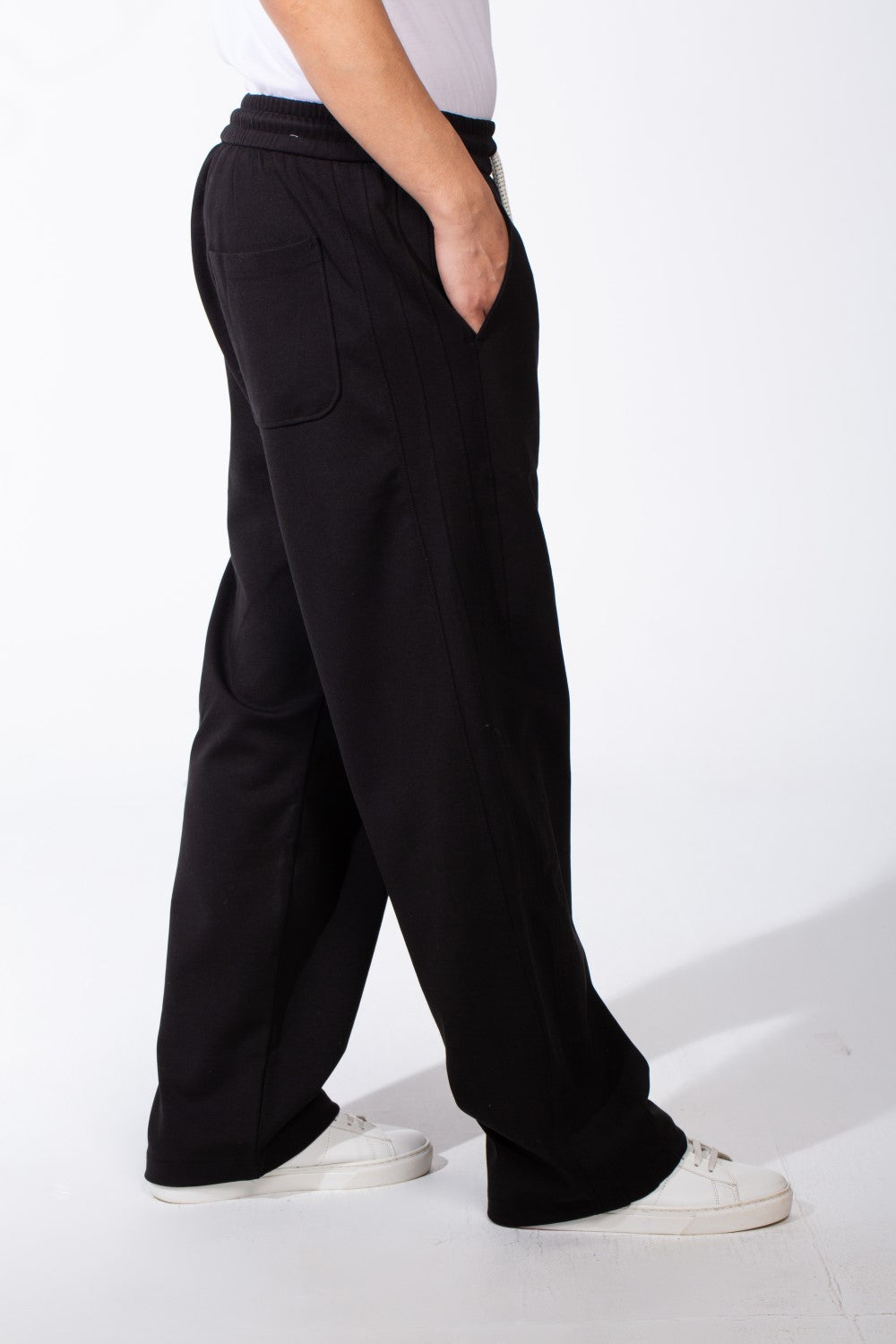 Men's Wide Leg Sweatpants Double Needle Side Seams In-Seam Side Pockets Designed