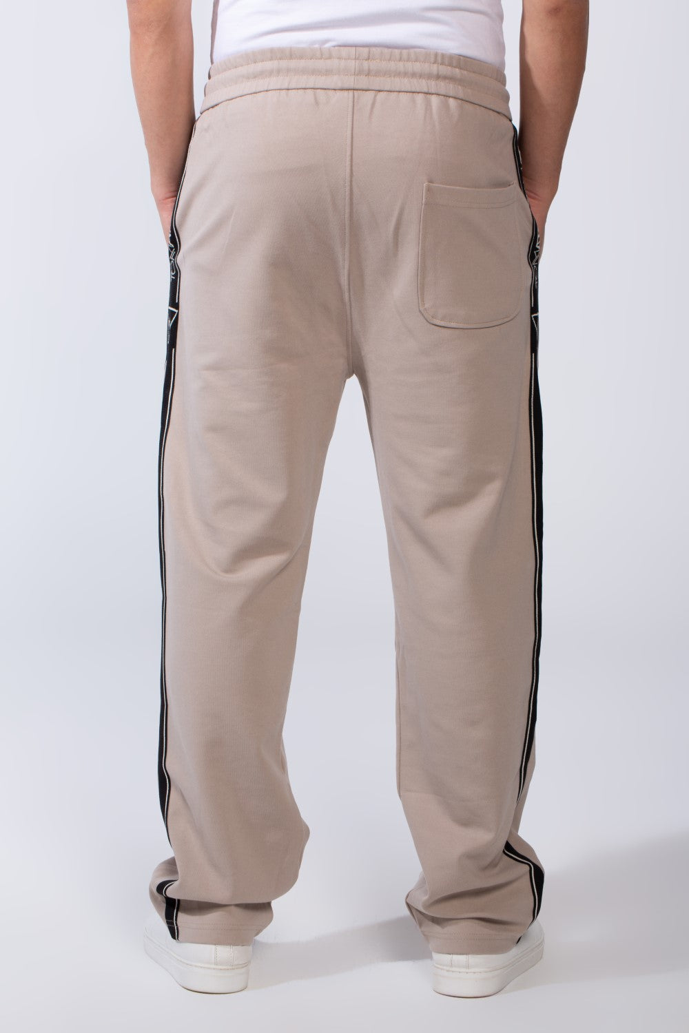 Men's Bold Side Stripe With Printed Accents Elastic Waistband Casual Sporty Wide Leg Sweatpants