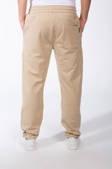 Men's Elasticated Waistband Flat Black Cotton Drawstrings Wide-Leg Sweatpants