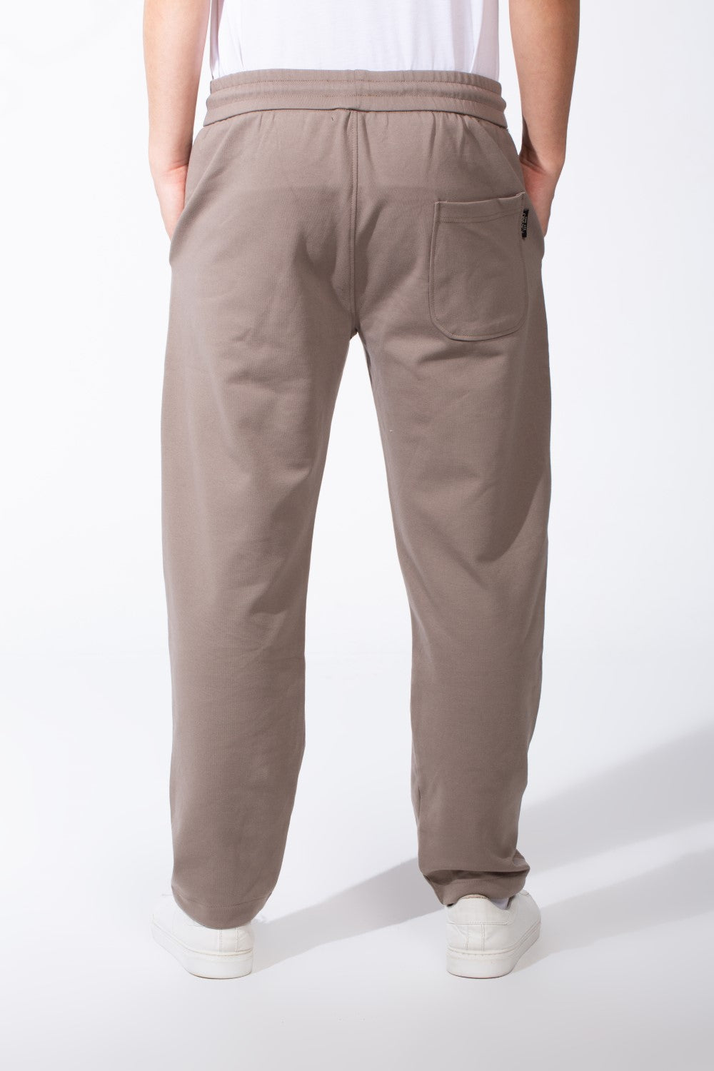 Men's Elasticated Waistband Flat Black Cotton Drawstrings Wide-Leg Sweatpants