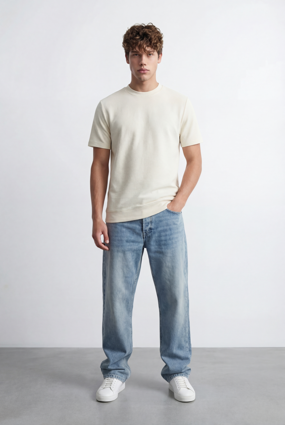 Men’s Tomato Store Short Sleeves Textured Knit Crew Neck Regular Fit T-Shirt