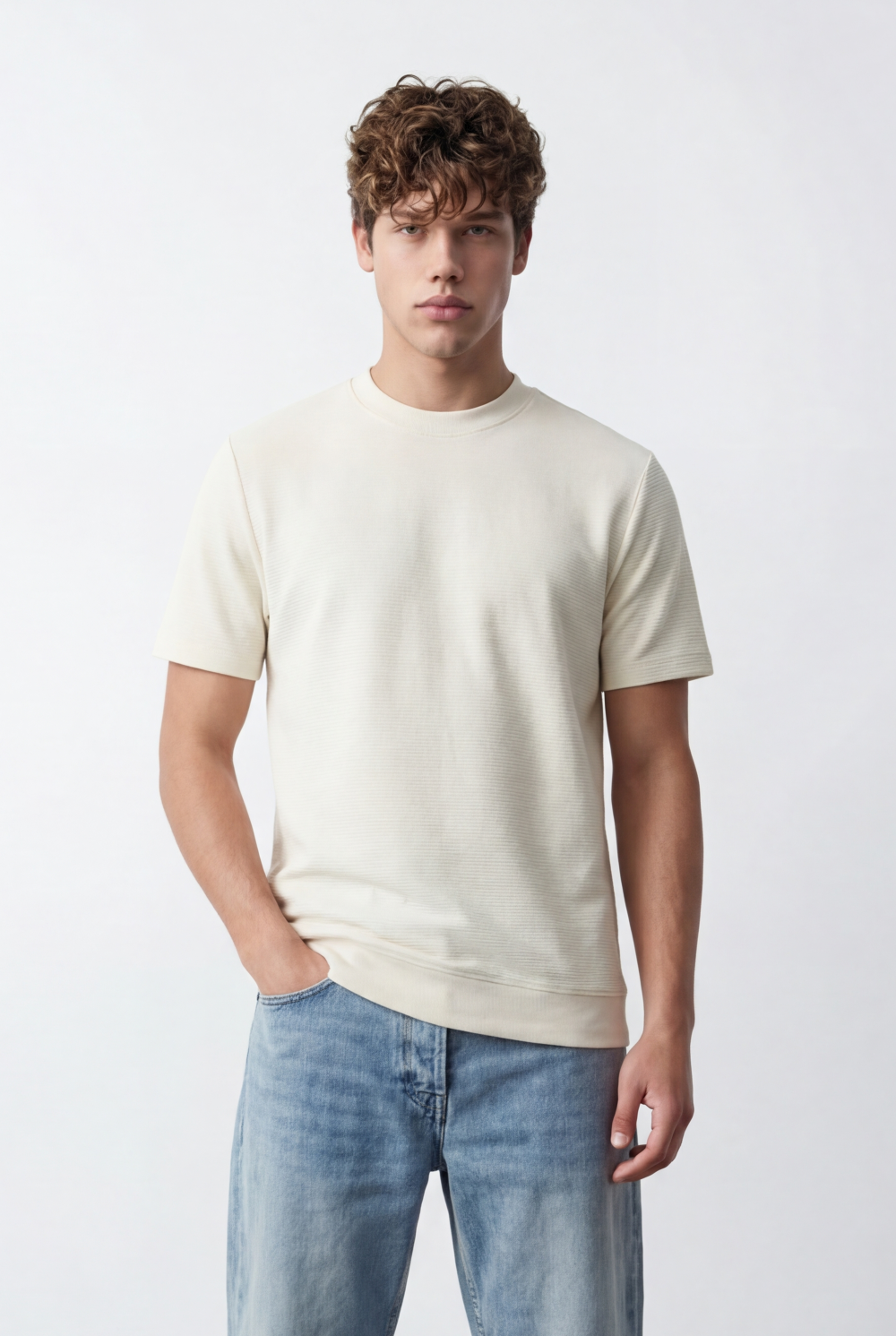 Men’s Tomato Store Short Sleeves Textured Knit Crew Neck Regular Fit T-Shirt