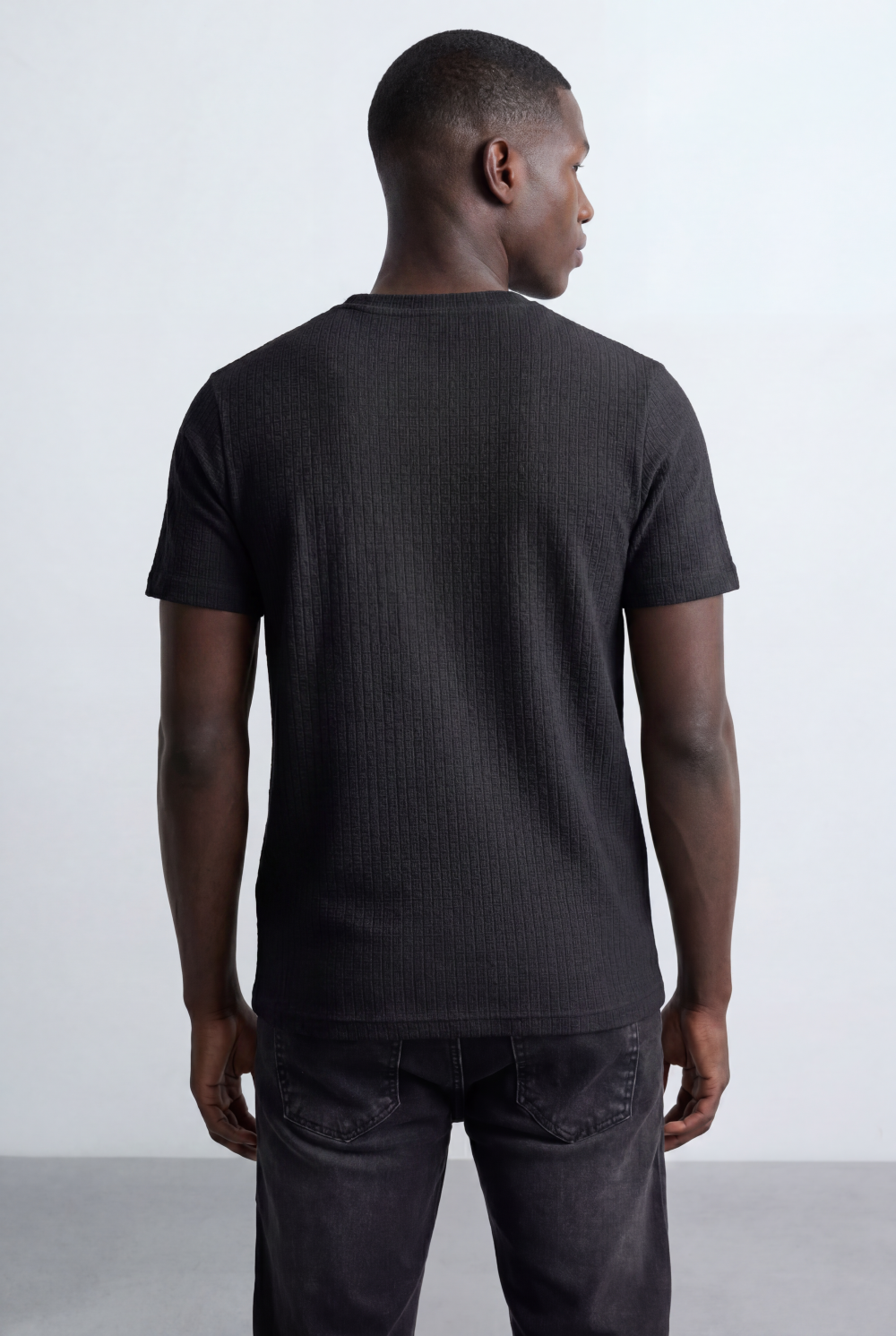 Men’s Tomato Store Structured Knit T-Shirt Grid Texture Surface Slim Fit