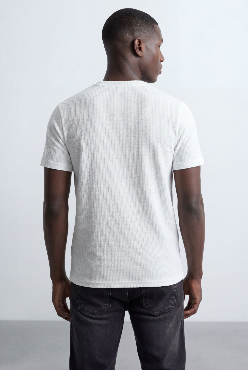 Men’s Tomato Store Structured Knit T-Shirt Grid Texture Surface Slim Fit