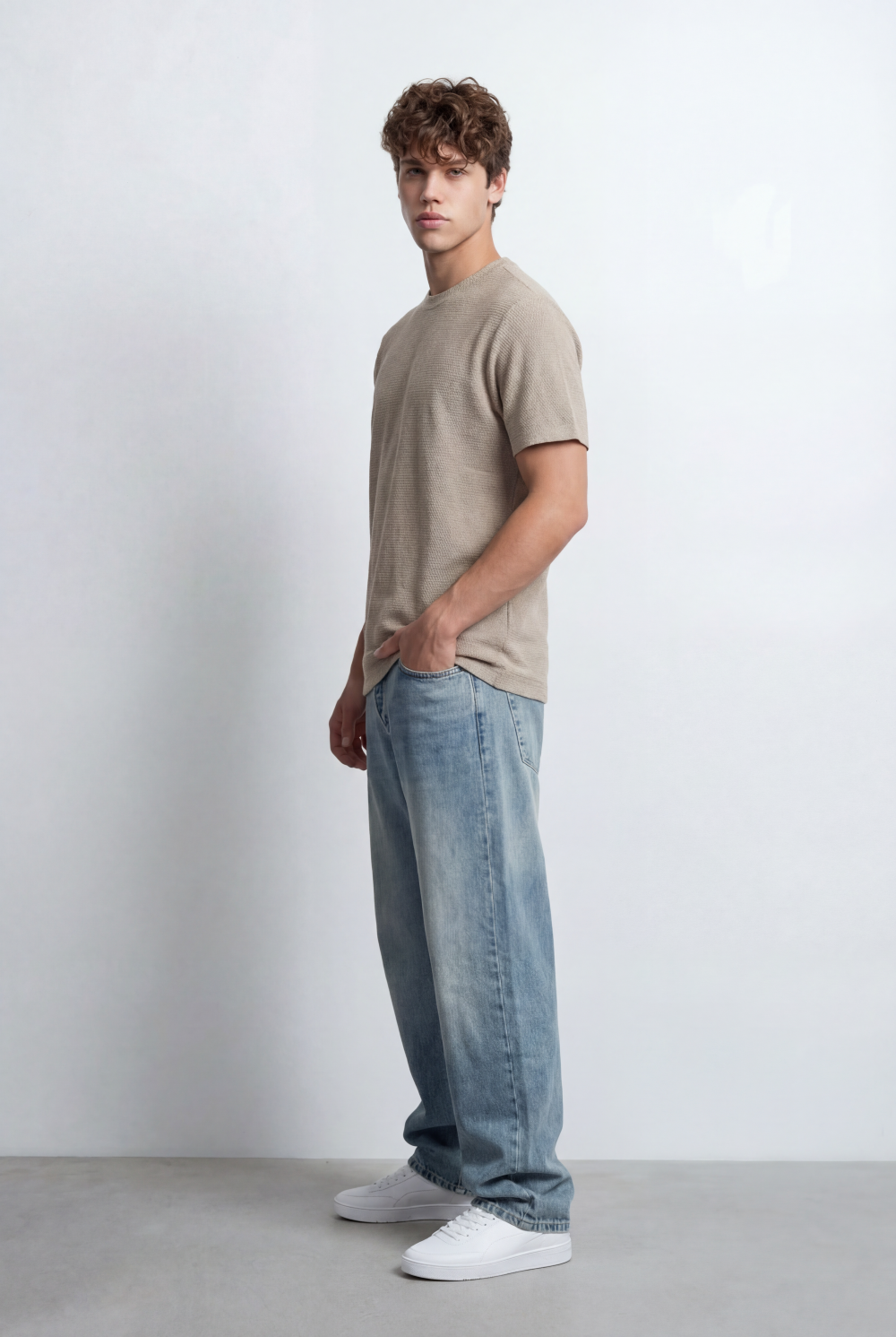 Men's Tomato Store Textured Fabric Casual Edge Basic Short Sleeves T-Shirt