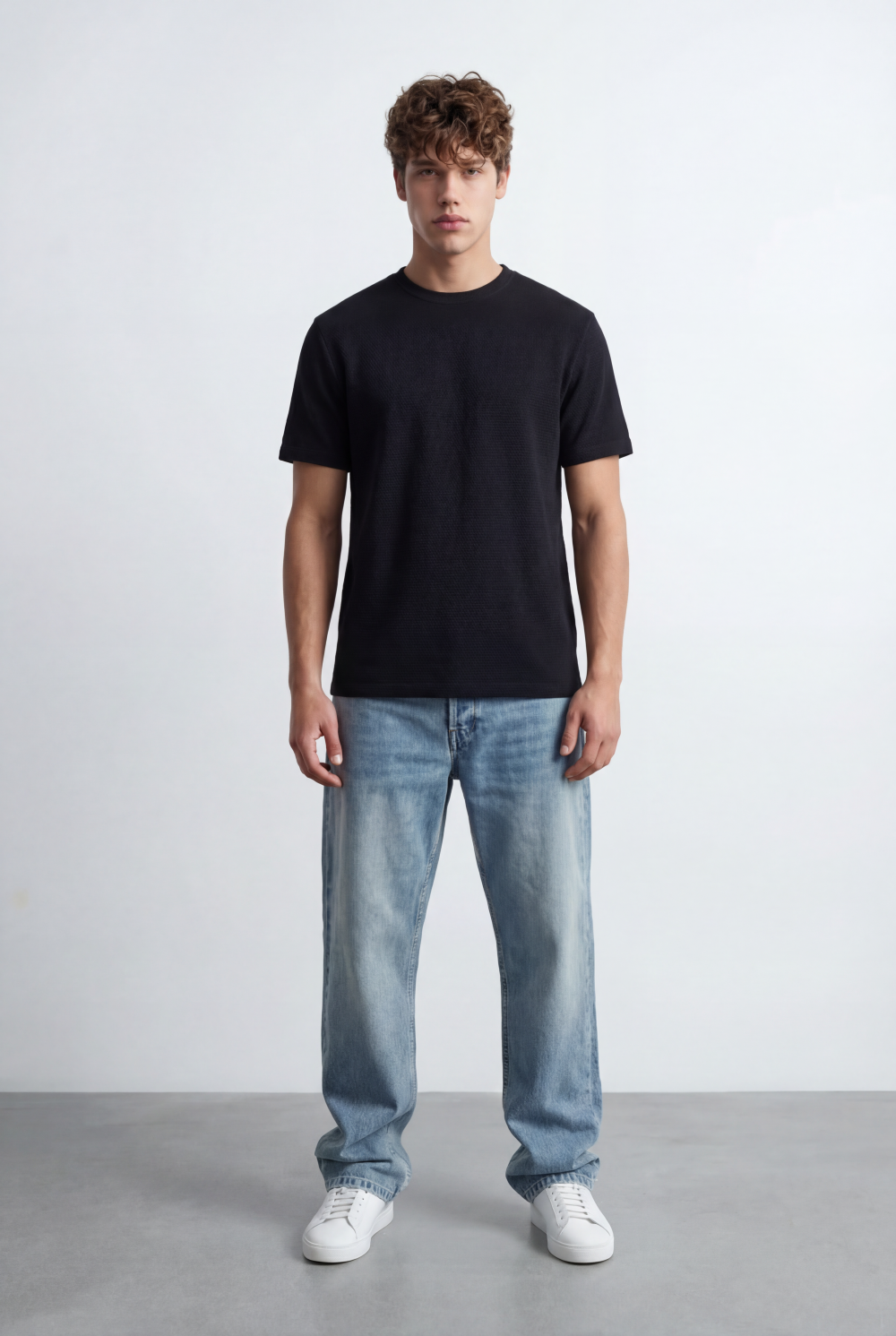 Men's Tomato Store Textured Fabric Casual Edge Basic Short Sleeves T-Shirt