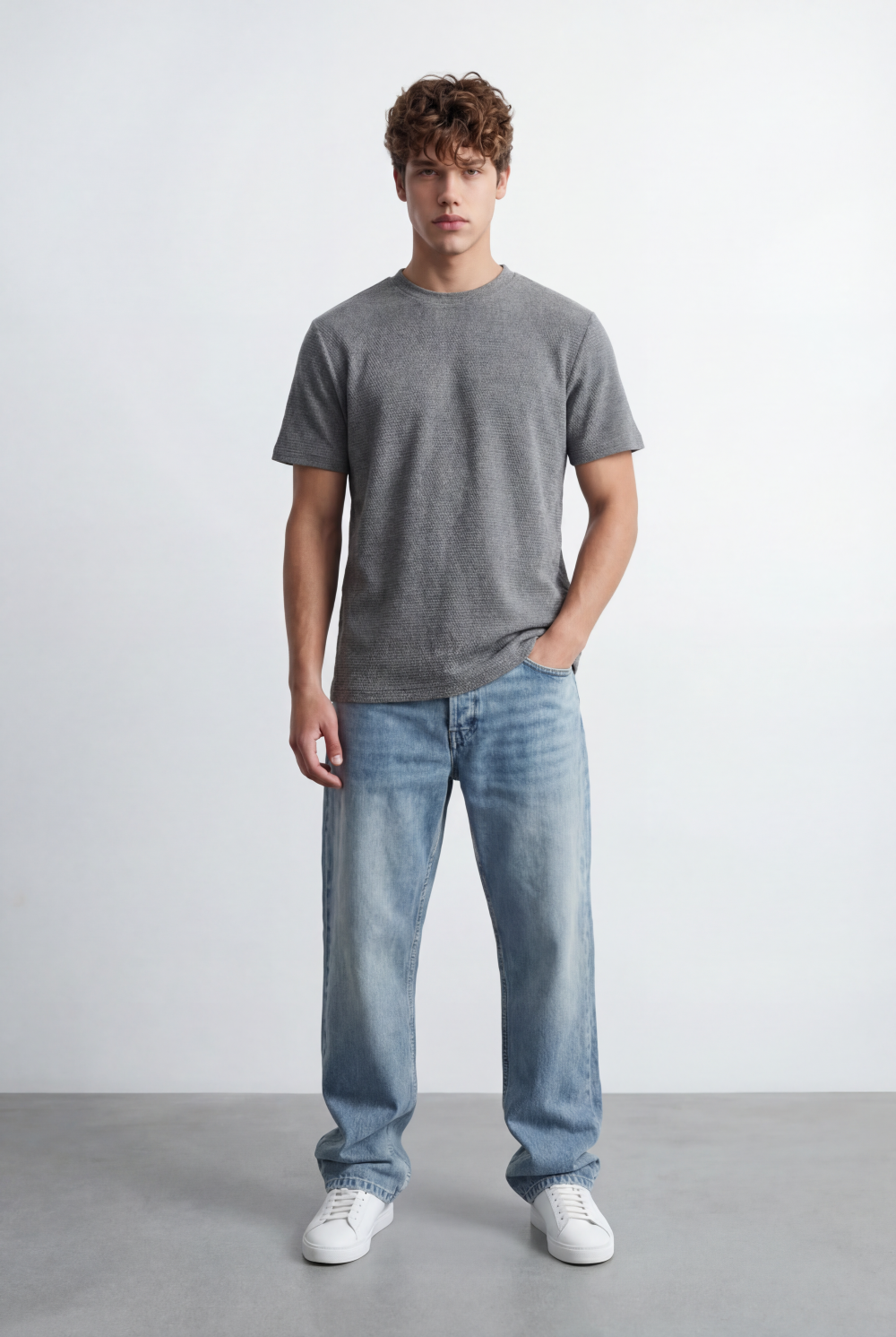 Men's Tomato Store Textured Fabric Casual Edge Basic Short Sleeves T-Shirt