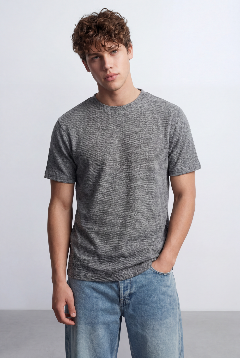 Men's Tomato Store Textured Fabric Casual Edge Basic Short Sleeves T-Shirt