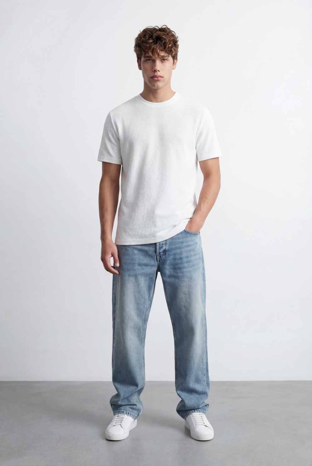 Men's Tomato Store Textured Fabric Casual Edge Basic Short Sleeves T-Shirt