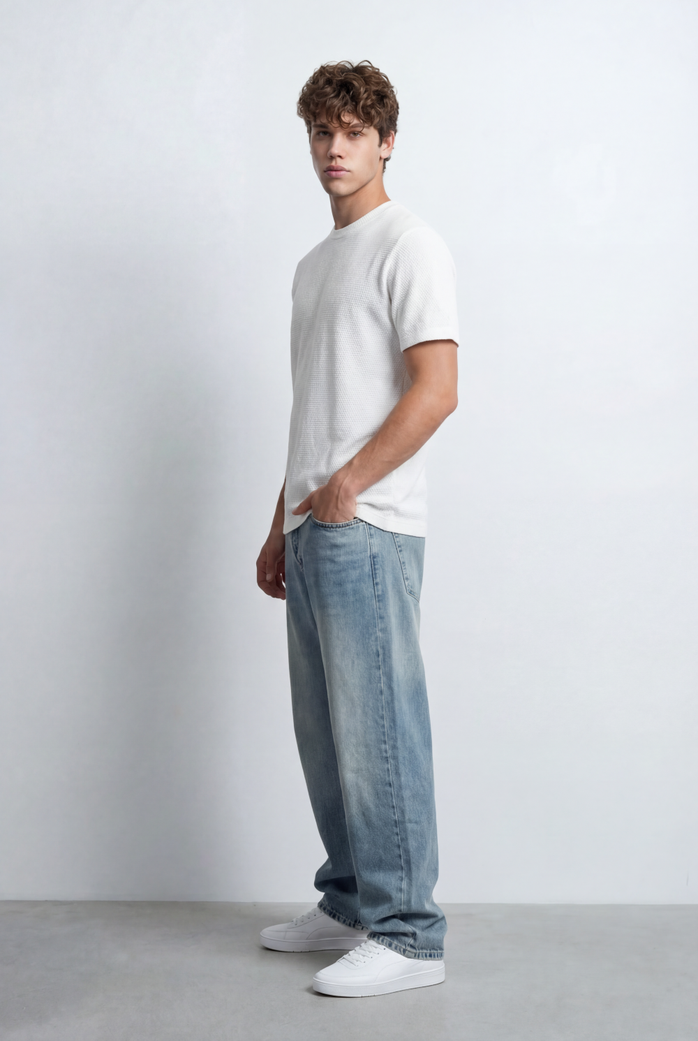 Men's Tomato Store Textured Fabric Casual Edge Basic Short Sleeves T-Shirt