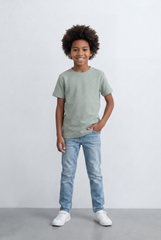 Boy's Slim Fit Basic T-Shirt Premium Ribbed Textured Fabric Smart Casual Style Tomato Store