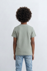 Boy's Slim Fit Basic T-Shirt Premium Ribbed Textured Fabric Smart Casual Style Tomato Store