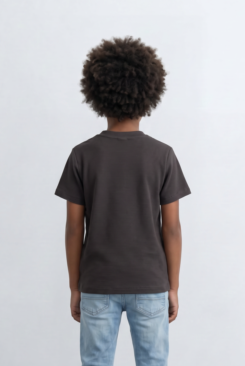 Boy's Slim Fit Basic T-Shirt Premium Ribbed Textured Fabric Smart Casual Style Tomato Store