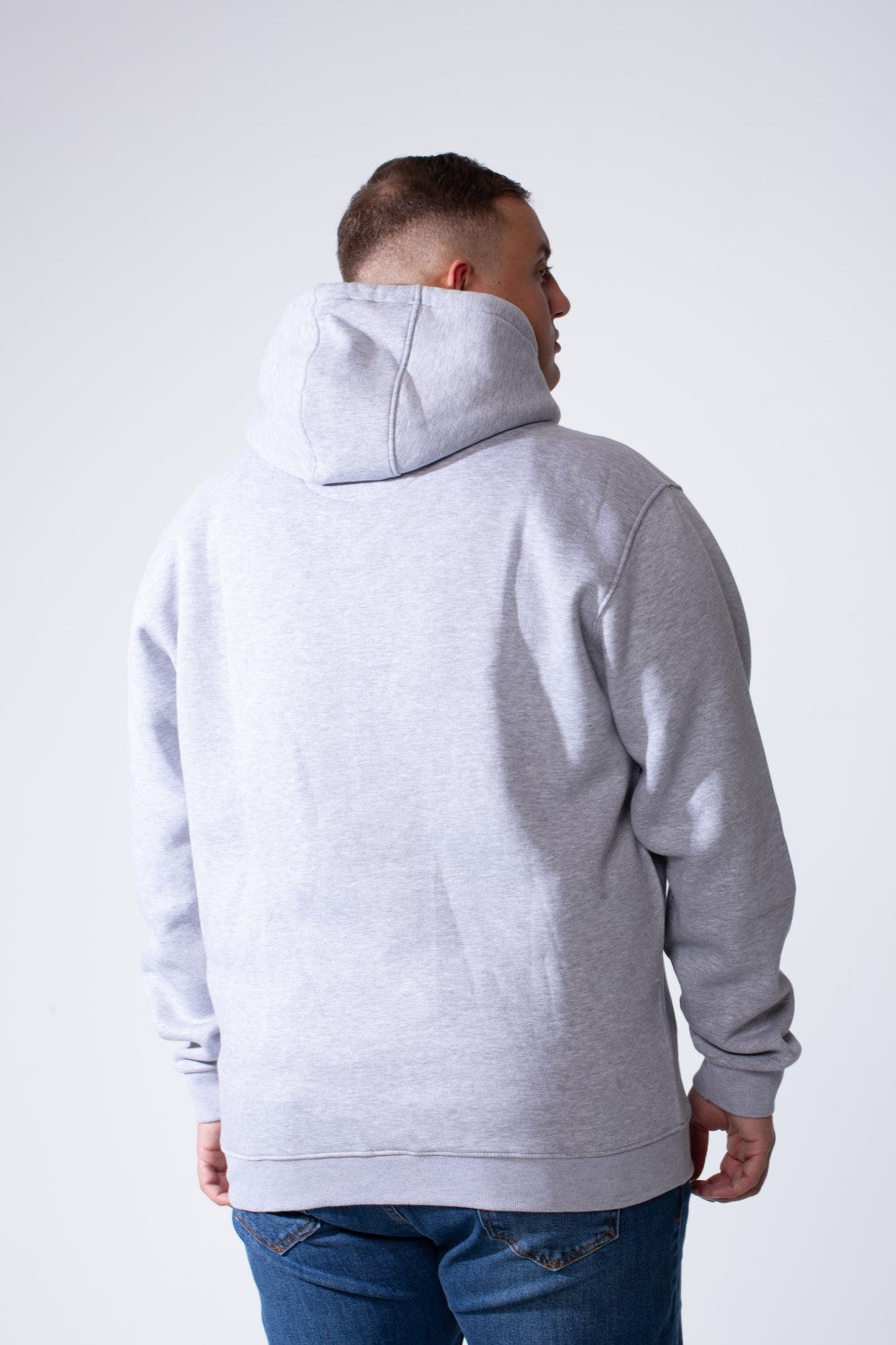 Men's Long Sleeves With Ribbed Cuffs Front Kangaroo Pockets Basic Big Size Hooded Melton Sweatshirt