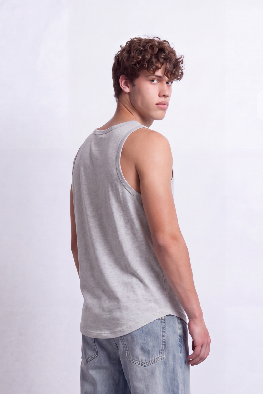 Men's Tomato Store Soft Slub Knit Tank Top Distressed X Graphic Strange Typography Scoop Neck