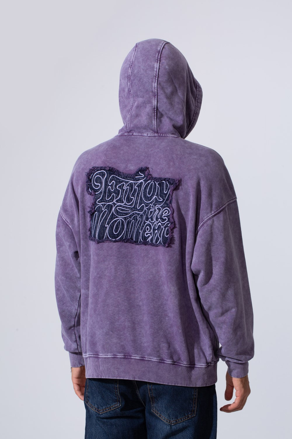 Men's Oversized Tomato Store Washed Hood Sweatshirt With Front Kangaroo Pocket And Back Text Print
