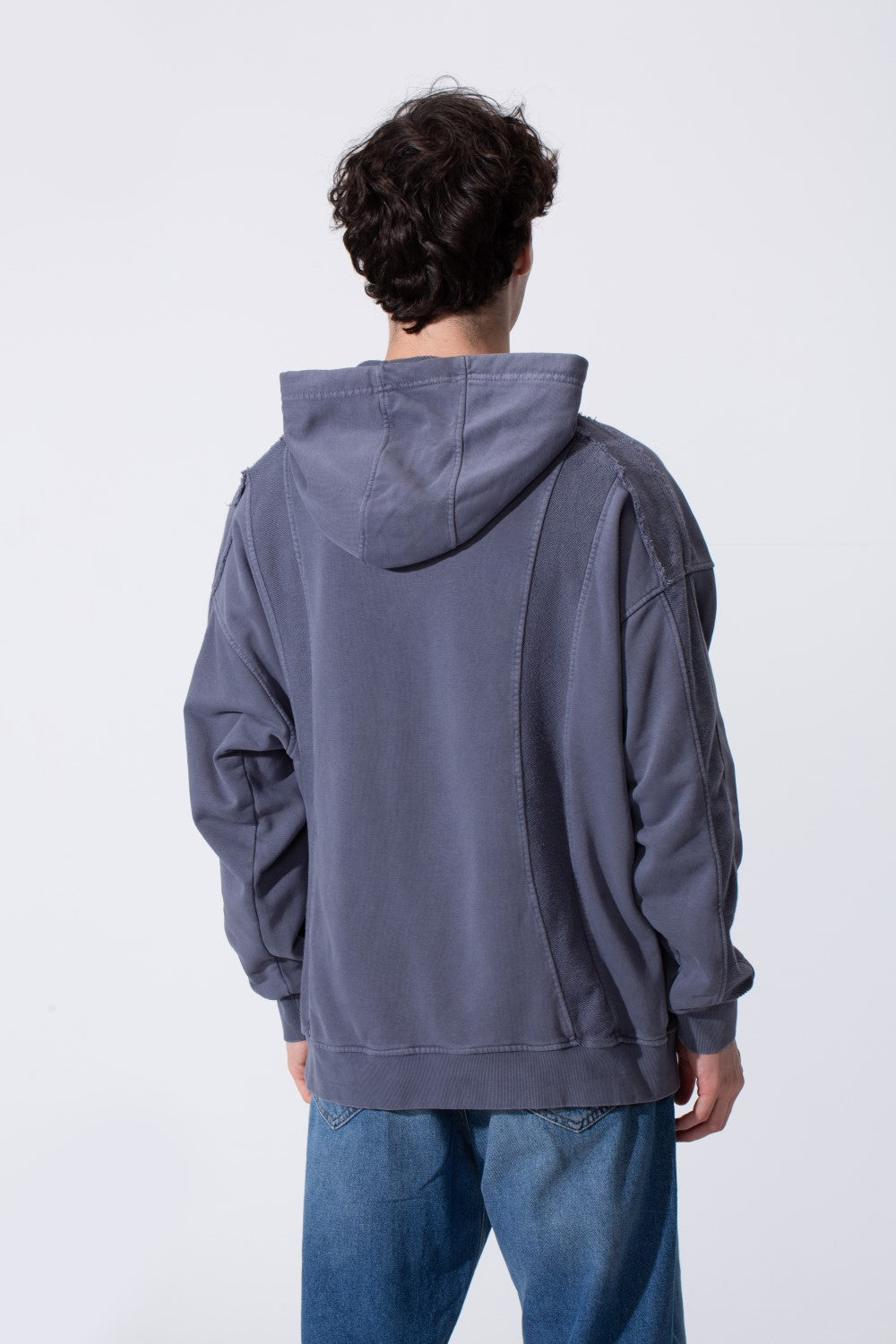 Men's Oversized Hood Washed Fabric Edge Seam Detailing Classic Kangaroo Front Pocket Tomato Store Sweatshirt