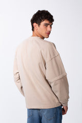 Men's Washed Oversize Round Neck Modern Cut Long Sleeves Sweatshirt