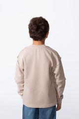 Boy's Modern Design Slim Fit Round Neck Long Sleeve Sweatshirt