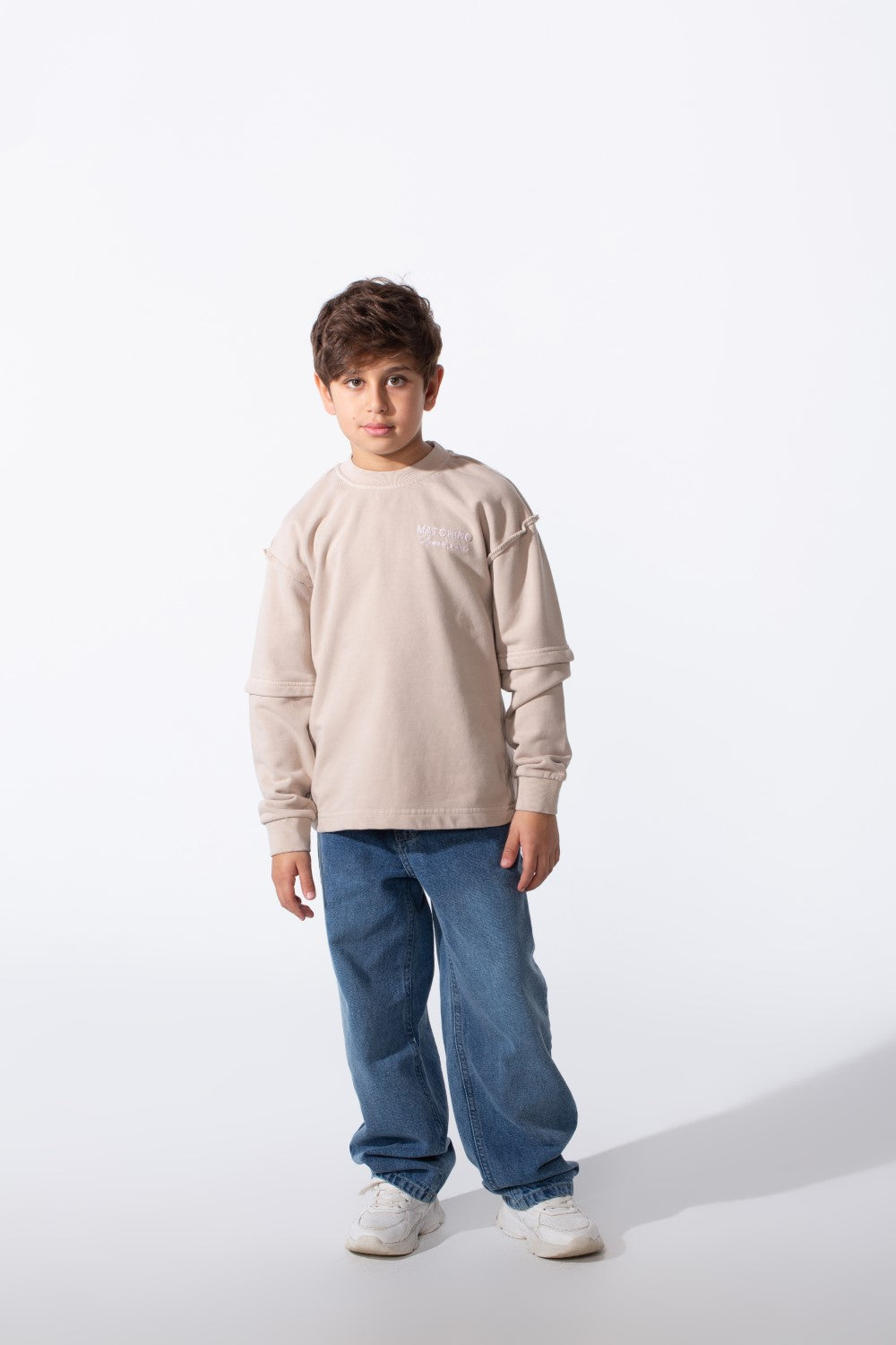 Boy's Modern Design Slim Fit Round Neck Long Sleeve Sweatshirt