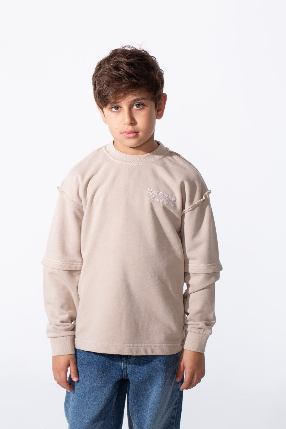 Boy's Modern Design Slim Fit Round Neck Long Sleeve Sweatshirt