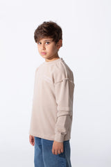 Boy's Modern Design Slim Fit Round Neck Long Sleeve Sweatshirt