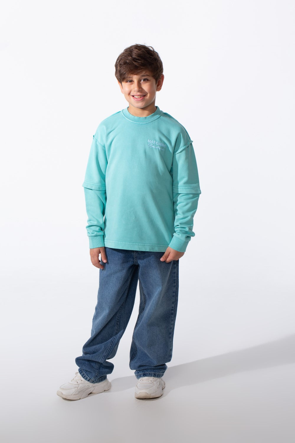 Boy's Modern Design Slim Fit Round Neck Long Sleeve Sweatshirt