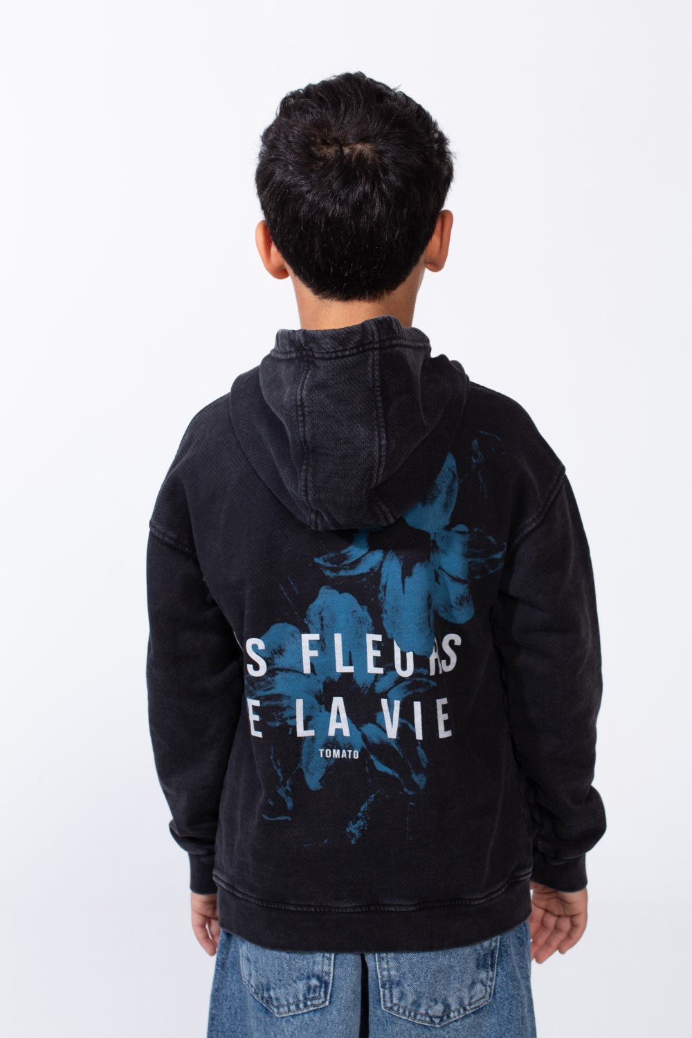 Boy’s Washed Oversize Printed Hooded Sweatshirt With Pocket