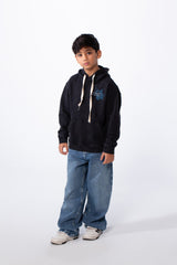 Boy’s Washed Oversize Printed Hooded Sweatshirt With Pocket