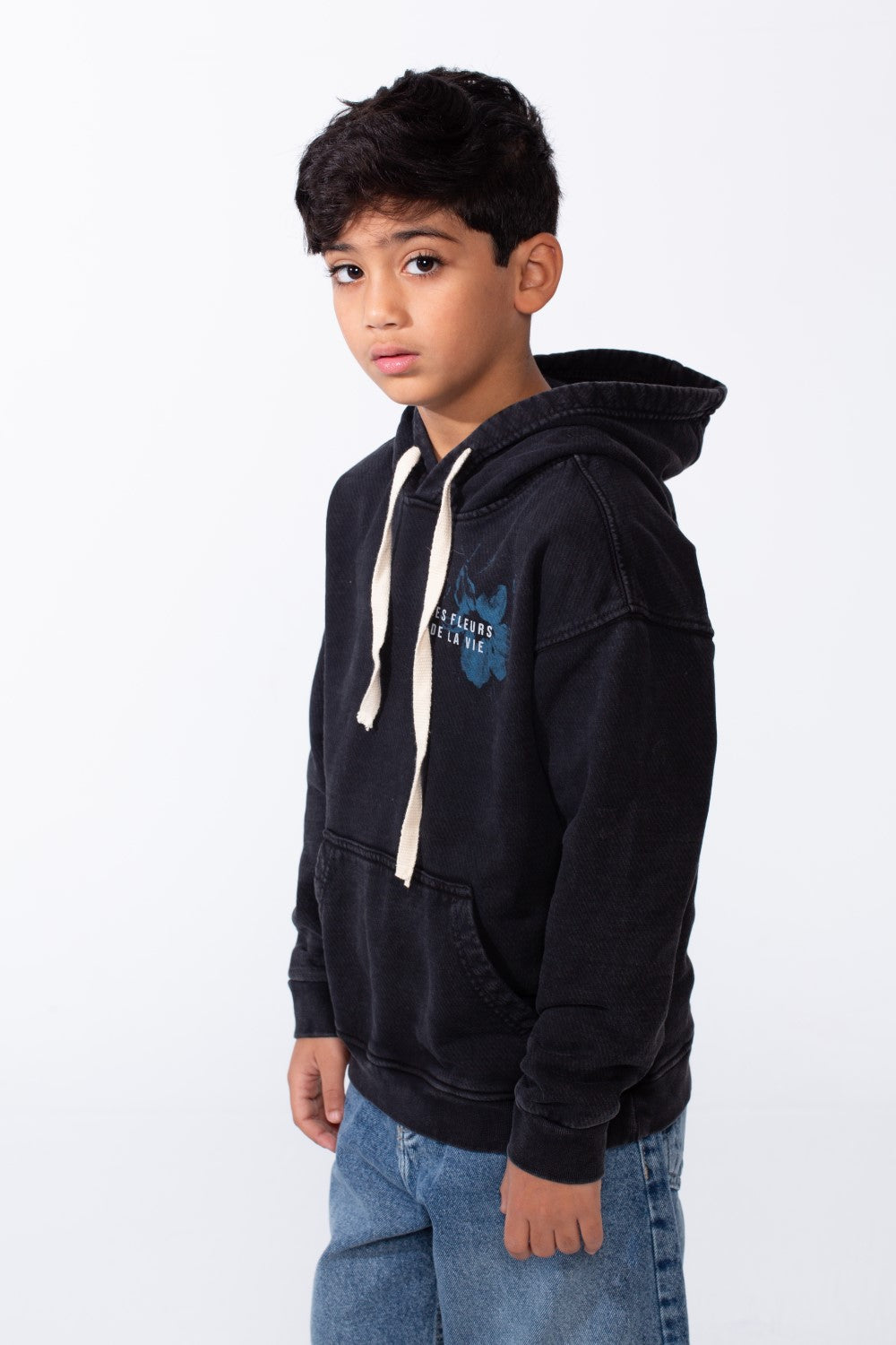 Boy’s Washed Oversize Printed Hooded Sweatshirt With Pocket