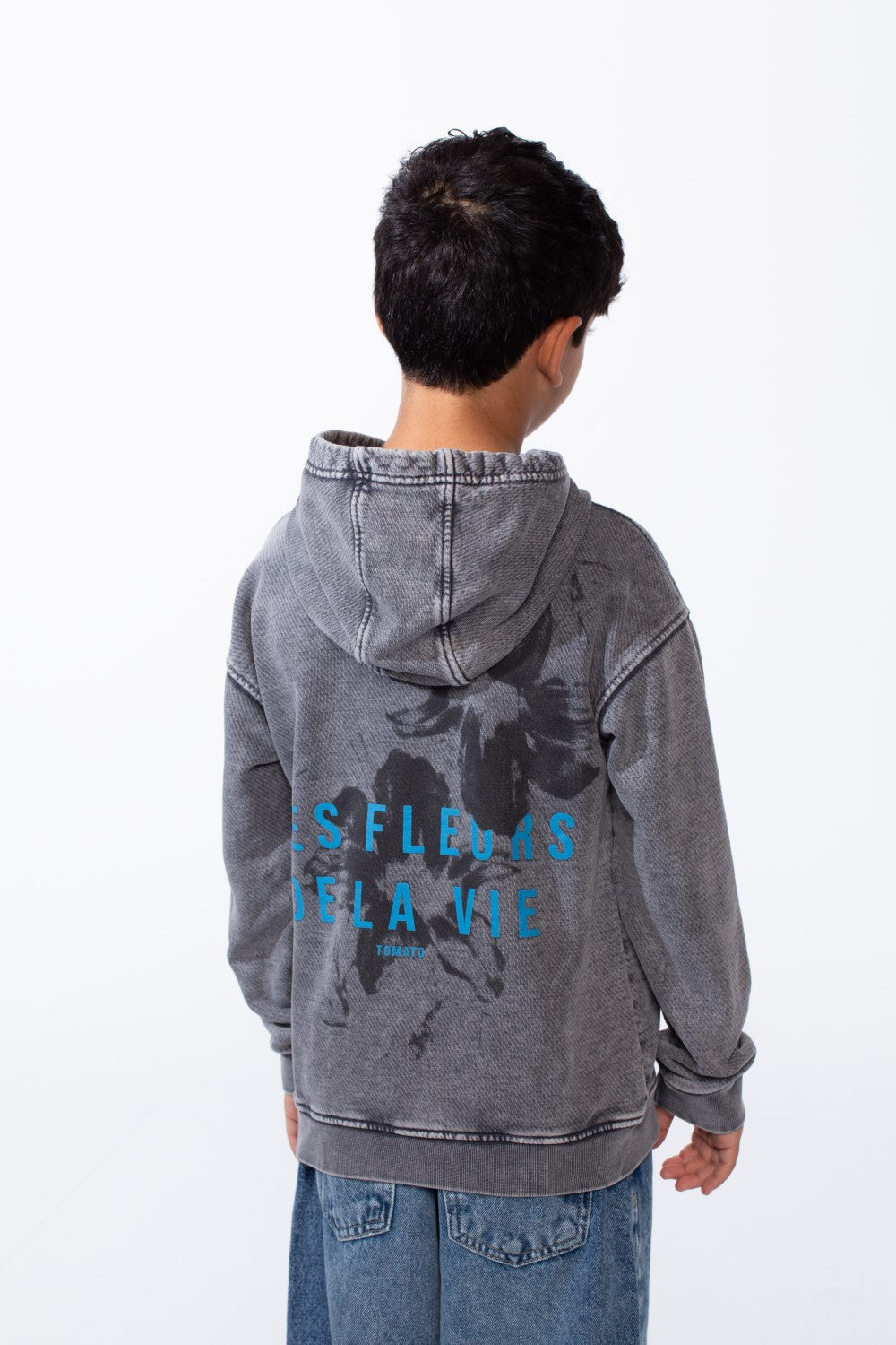 Boy’s Washed Oversize Printed Hooded Sweatshirt With Pocket