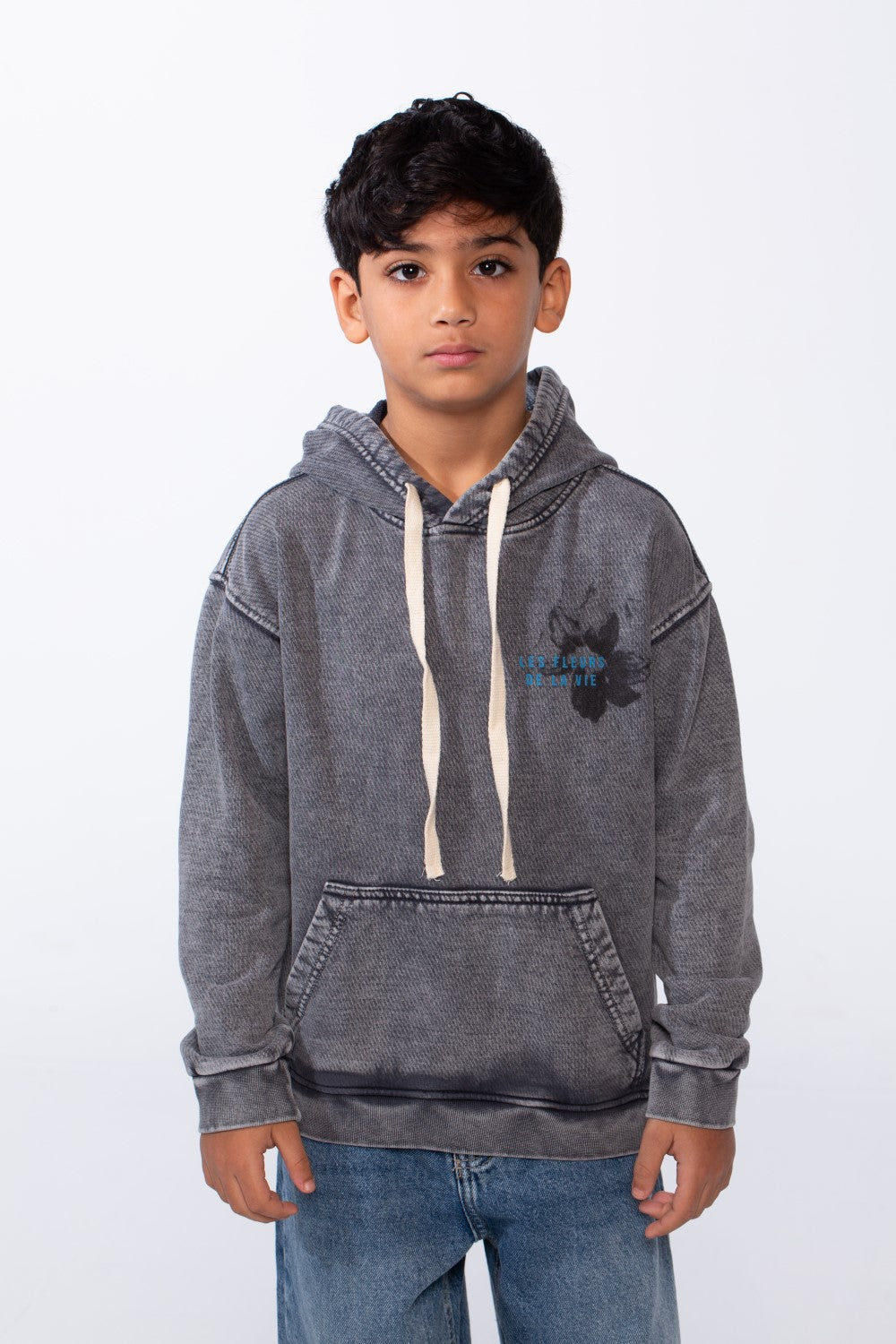 Boy’s Washed Oversize Printed Hooded Sweatshirt With Pocket