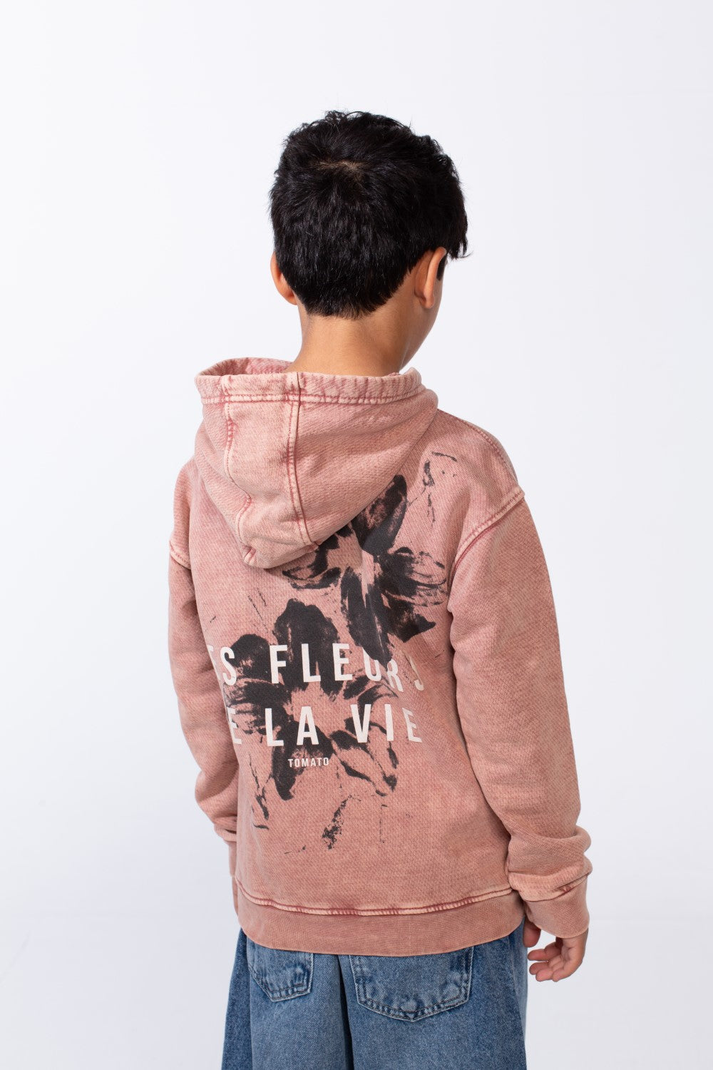 Boy’s Washed Oversize Printed Hooded Sweatshirt With Pocket