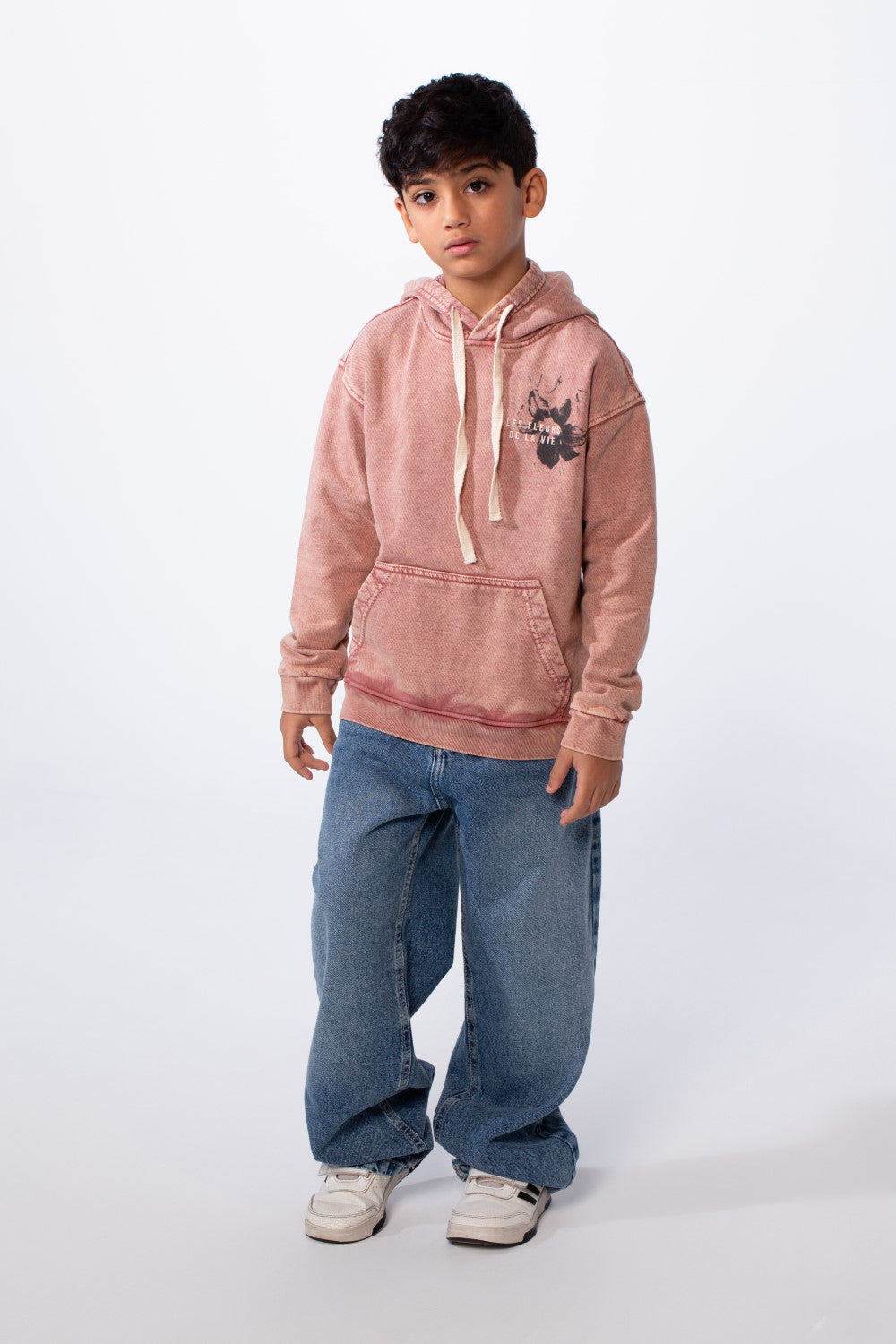 Boy’s Washed Oversize Printed Hooded Sweatshirt With Pocket