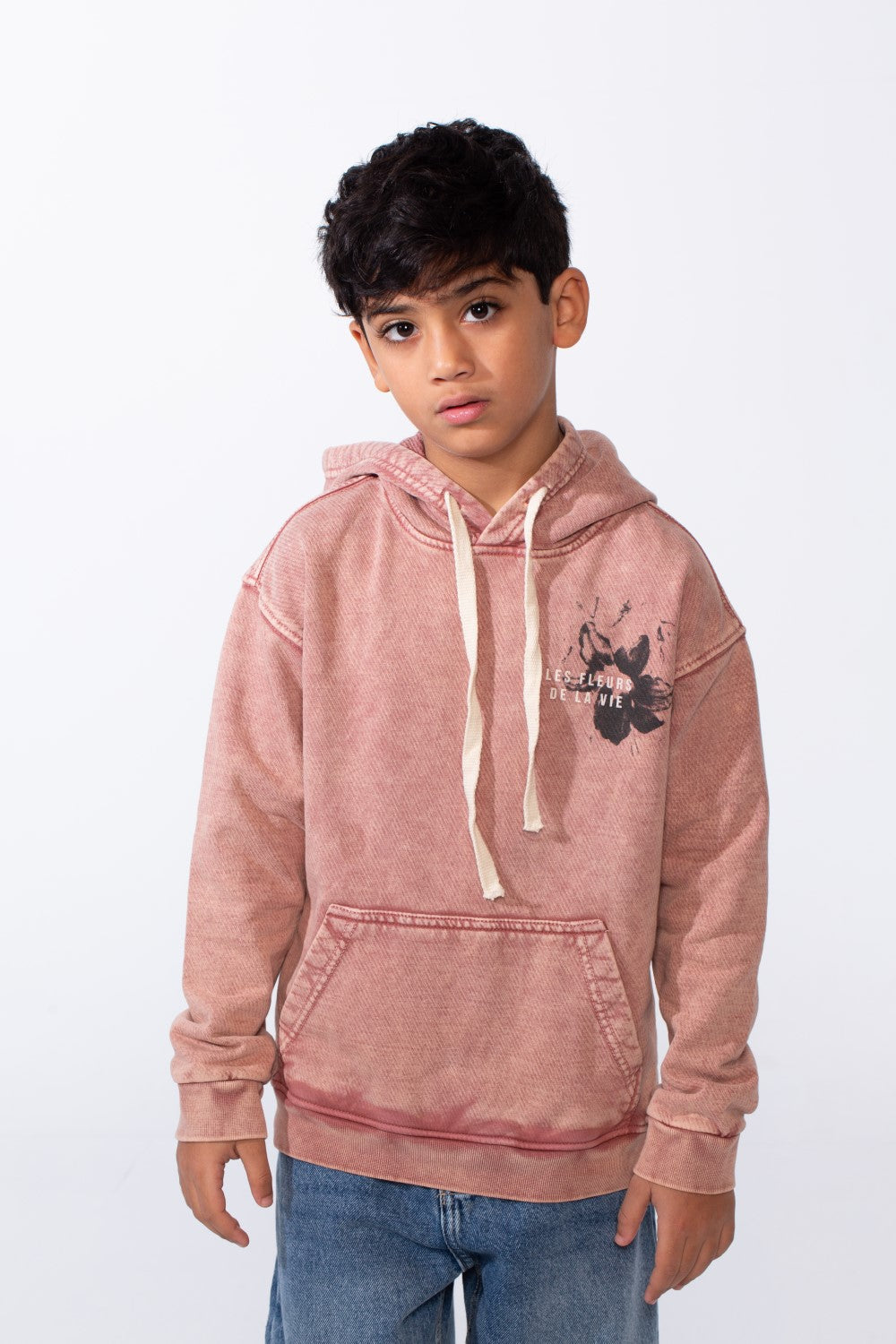 Boy’s Washed Oversize Printed Hooded Sweatshirt With Pocket
