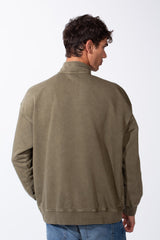 Men's Round Neck Half Zip Long Sleeve Oversized Sweatshirt